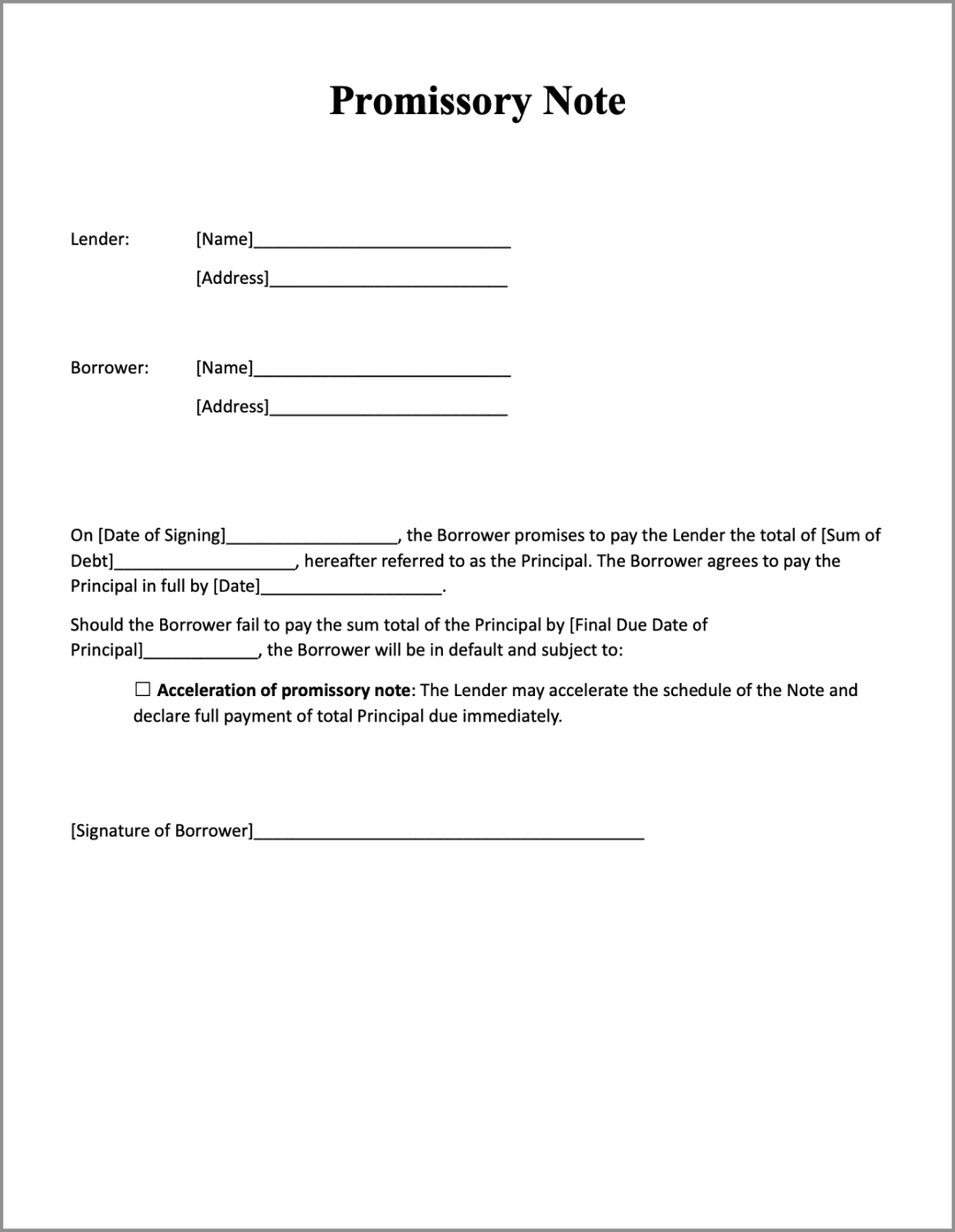 Free Promissory Note Template in Word &amp; PDF | Signeasy